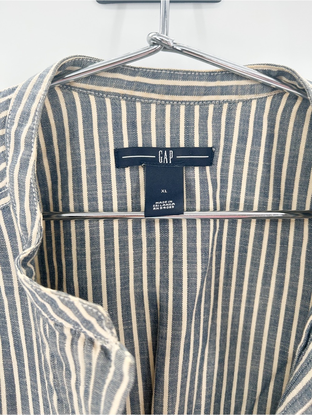 Gap Pintuck Ticking Striped Top Short Sleeve Neutral Laid Back Preppy Cotton XL - Picture 2 of 10